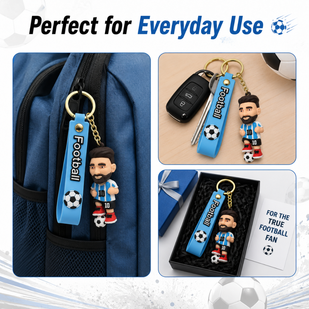 Football Jersey Messi Key Chain with Soccer Ball | Bag Charms for Soccer Lovers | Return Gifts or Khoi Bag Fillers - 1PC