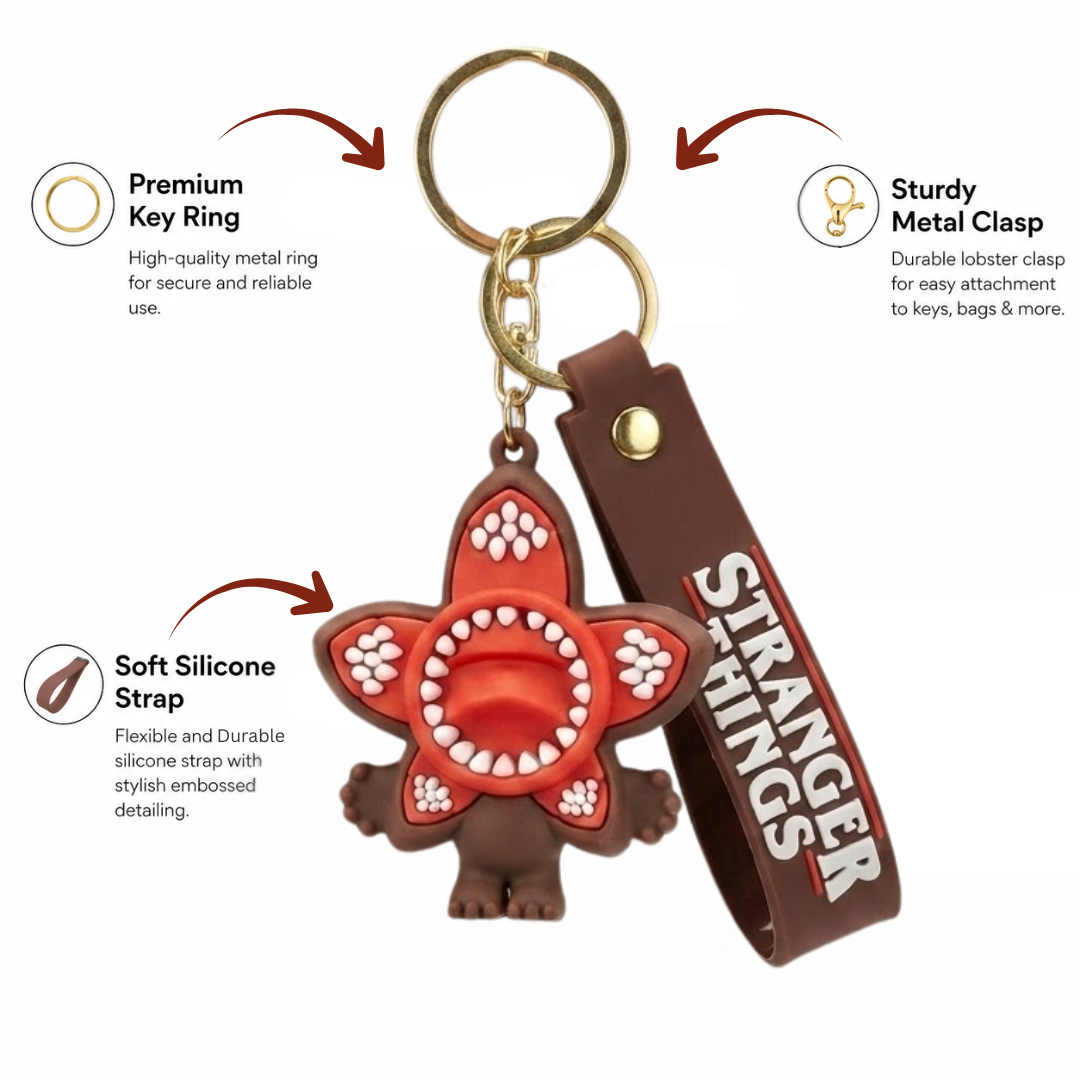 The Stranger Things Demogorgon Flower Shaped Key Chain Red | Bag Charms | Return Gifts or Loot Bag Fillers - 1PC