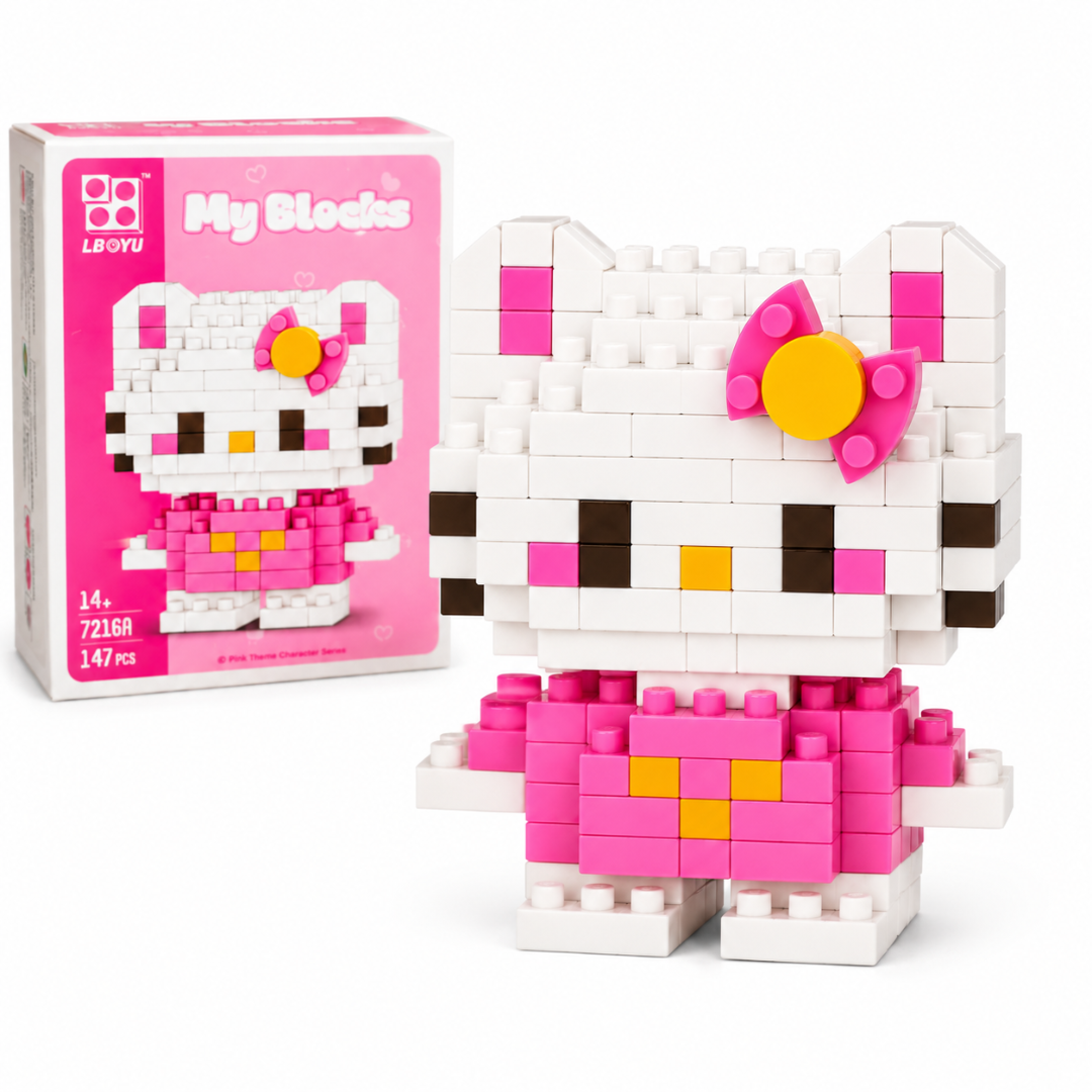 Mini Blocks DIY Hello Kitty Theme Nano Blocks Building Kit, 147 Pcs Kawaii Micro Blocks Character Figure, Collectible Puzzle Toy for Kids,Teens & Adults