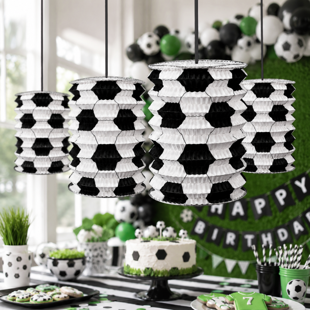 Soccer Lanterns White & Black - Set of 4PC