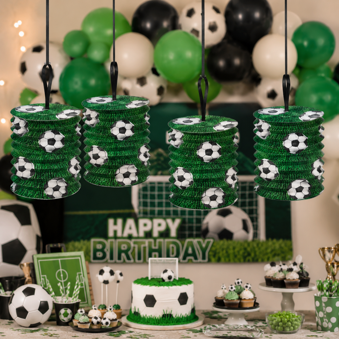 Soccer Lanterns Green & White - Set of 4PC
