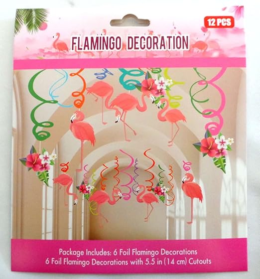Flamingo Swirl Decoration for Hanging Decor - 12Pc