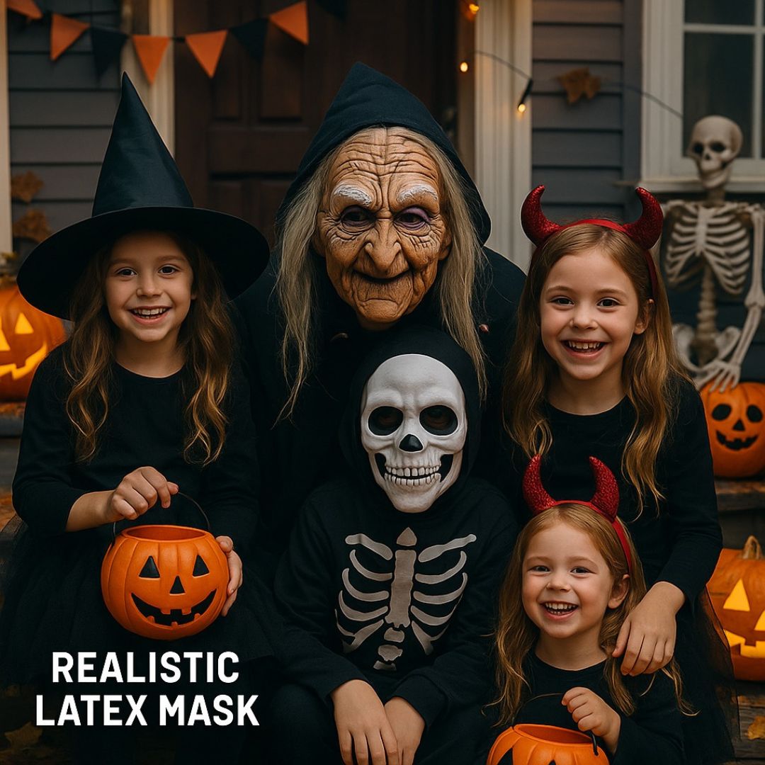 Realistic Old Woman Latex Halloween Mask - 1PC