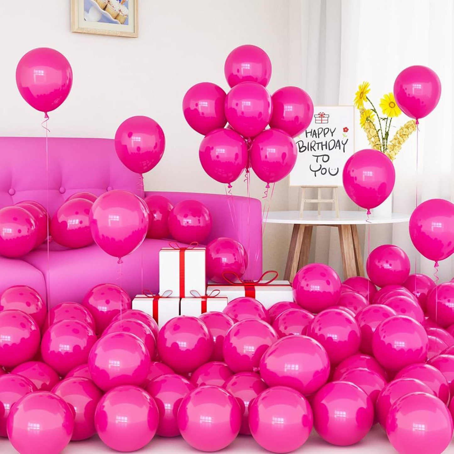 Hot Pink Latex / Rubber Balloons - 9 inches - Bulk Pack - 50PC