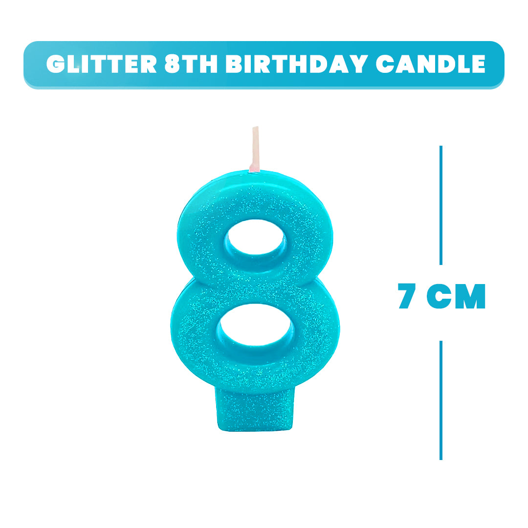 Number 8 Glitter Candle - 1PC