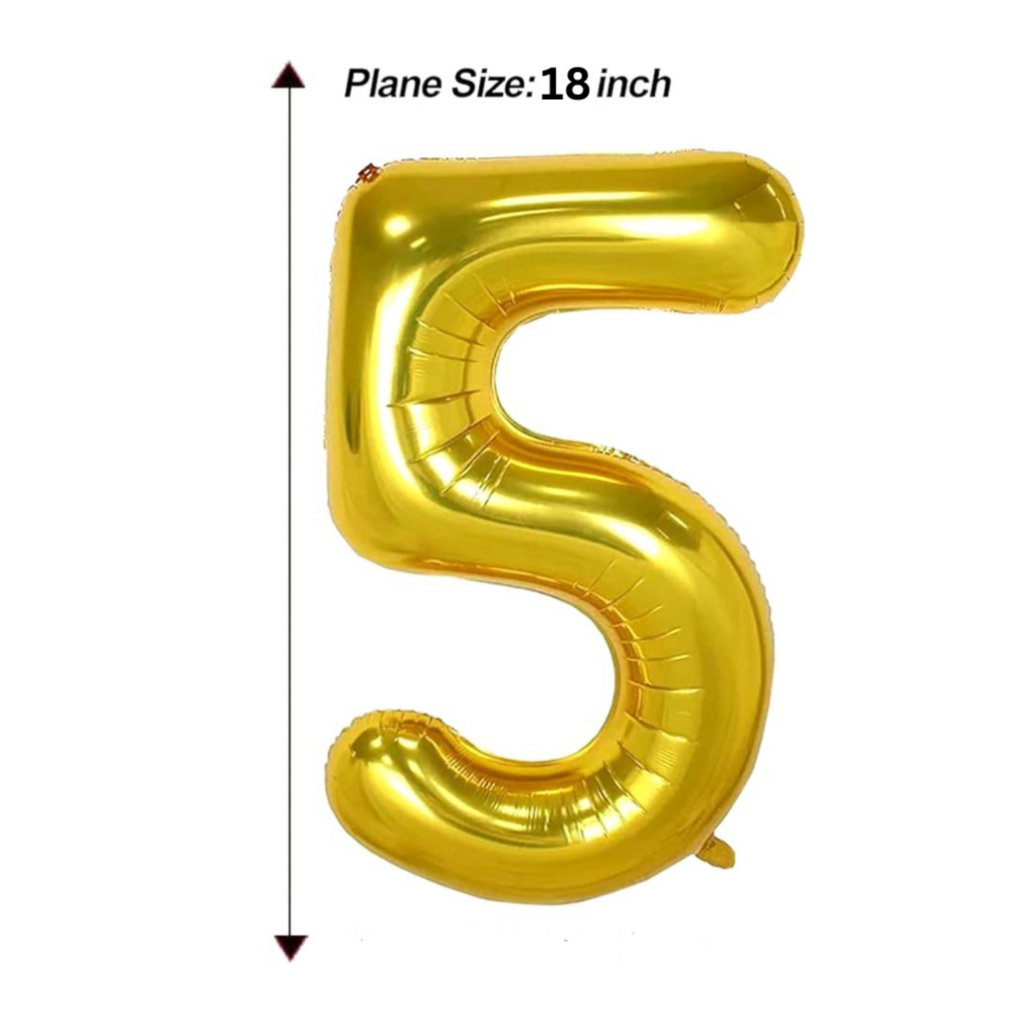 Numerical 5 Golden Balloon - 18 inches - 1PC