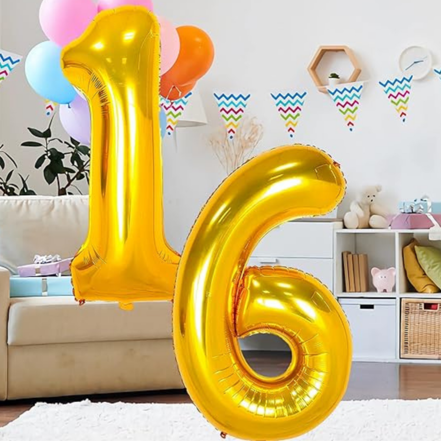 Numerical 6 18" Golden Balloon