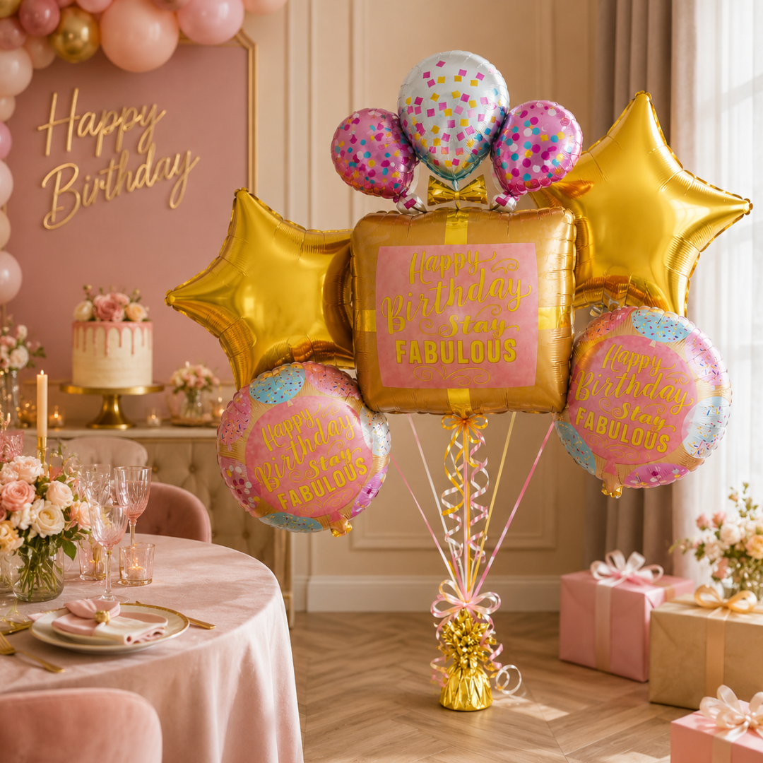 Stay Fabulous Happy Birthday Balloon - Set of 5 Balloons