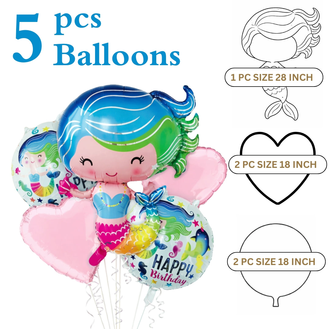 Mermaid Foil balloon Set Of 5