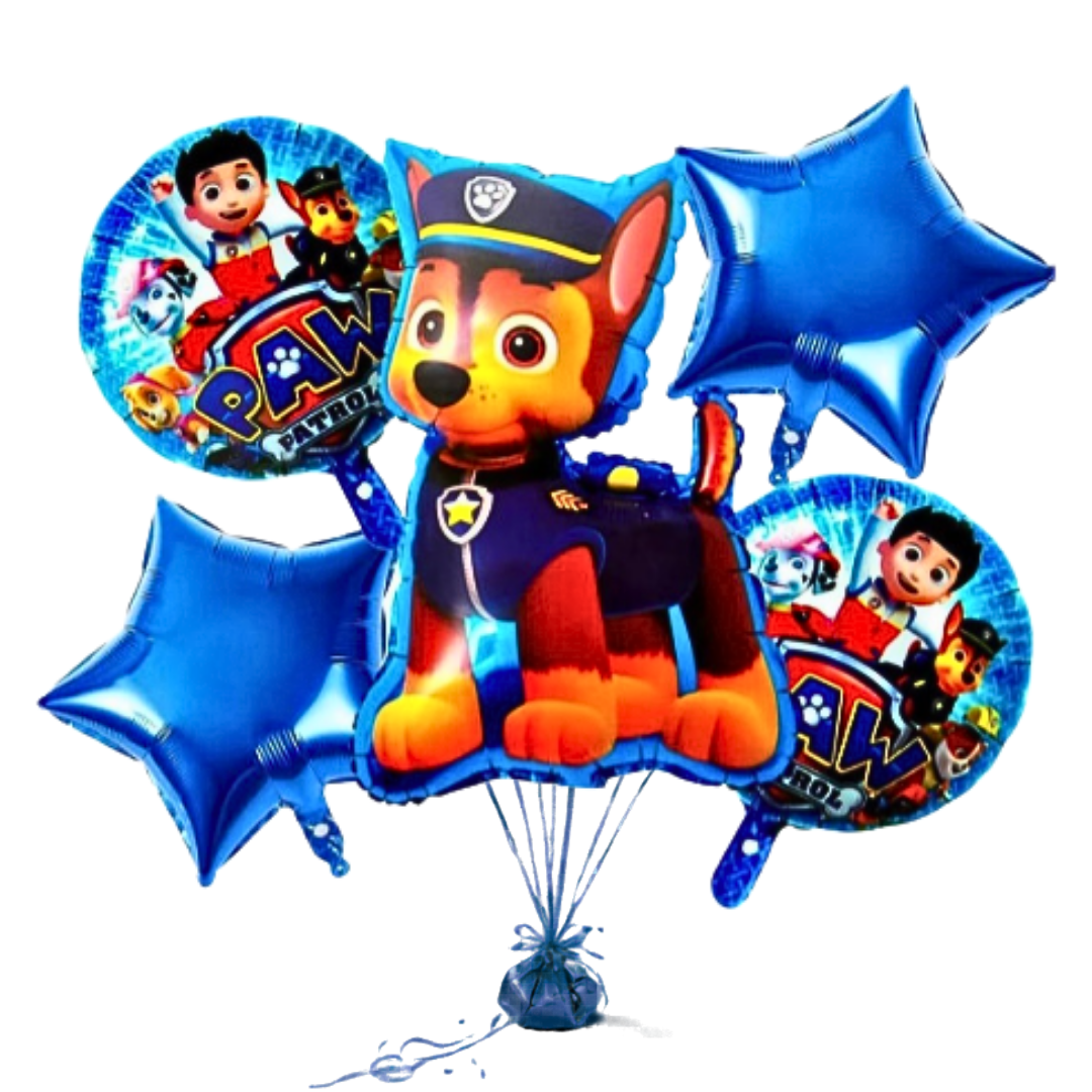 Paw Patrol Puppy Theme Birthday Balloon Bouquet Set (5 Pcs) Helium Filled & Delivered Inflated