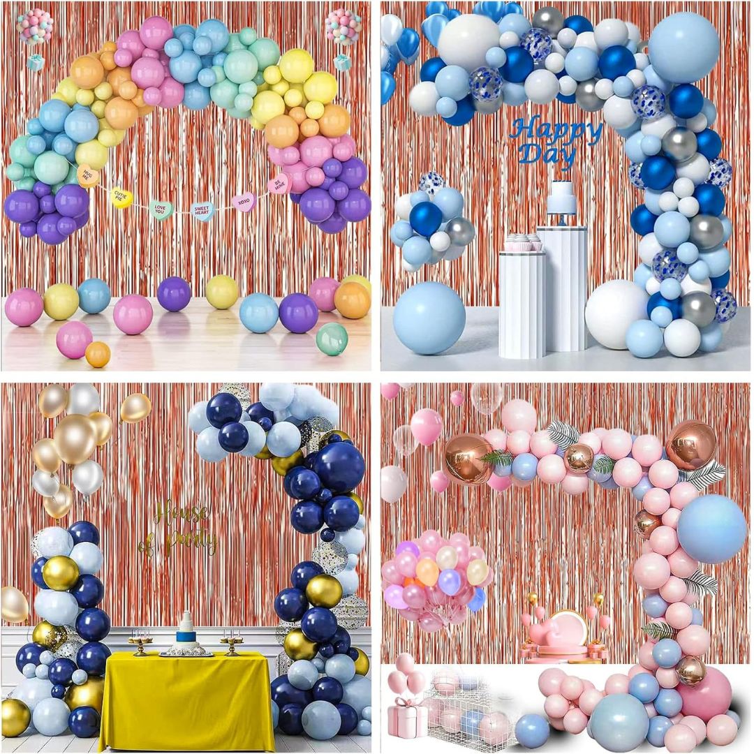 Textured Foil Rose Gold Curtain - 7FT X 3FT