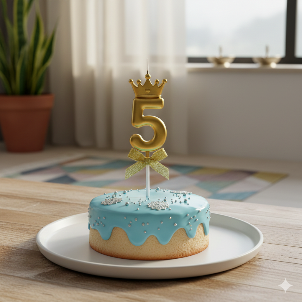 Golden Crown Numerical Candle No. 5