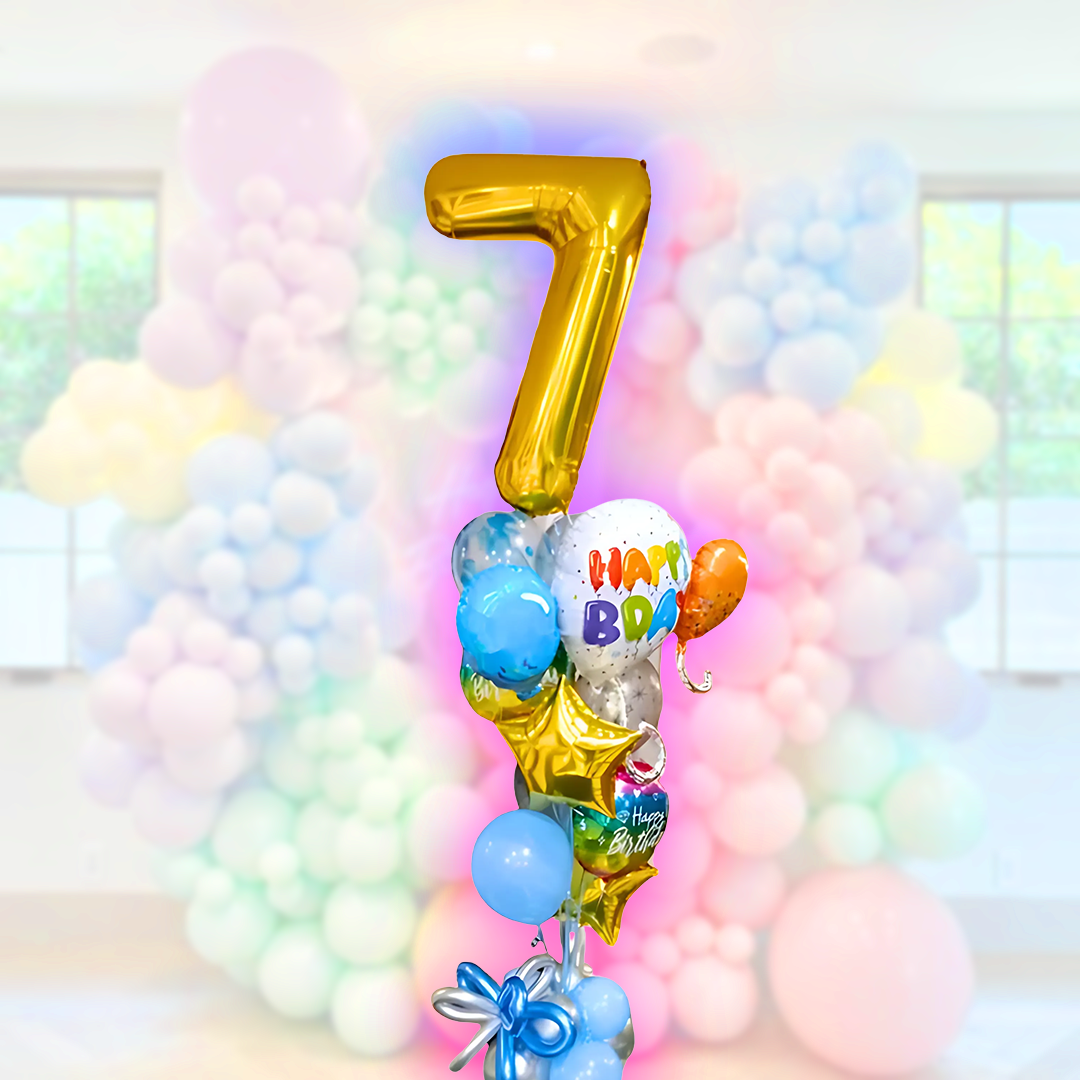 Balloon Bouquet - 7th Birthday (w/Helium Gas)