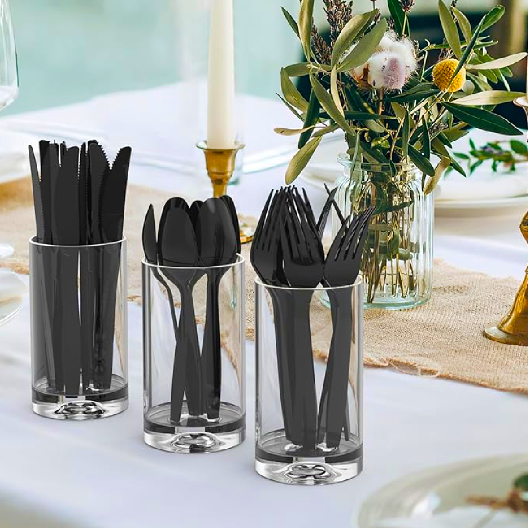 Black Shiny Spoons - 24PC