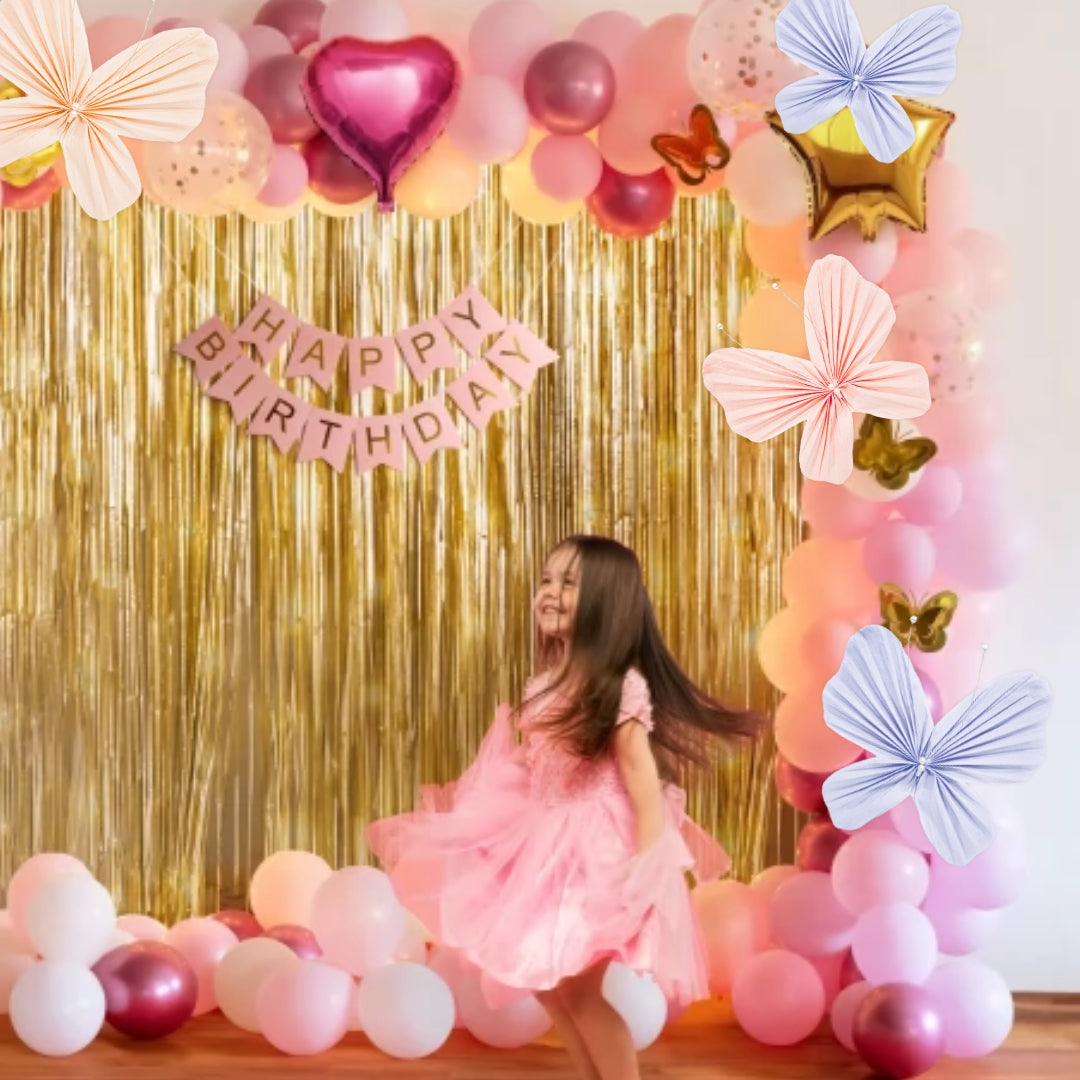 Butterfly Shaped Pastel Paper Fan with Pearls - 3PC