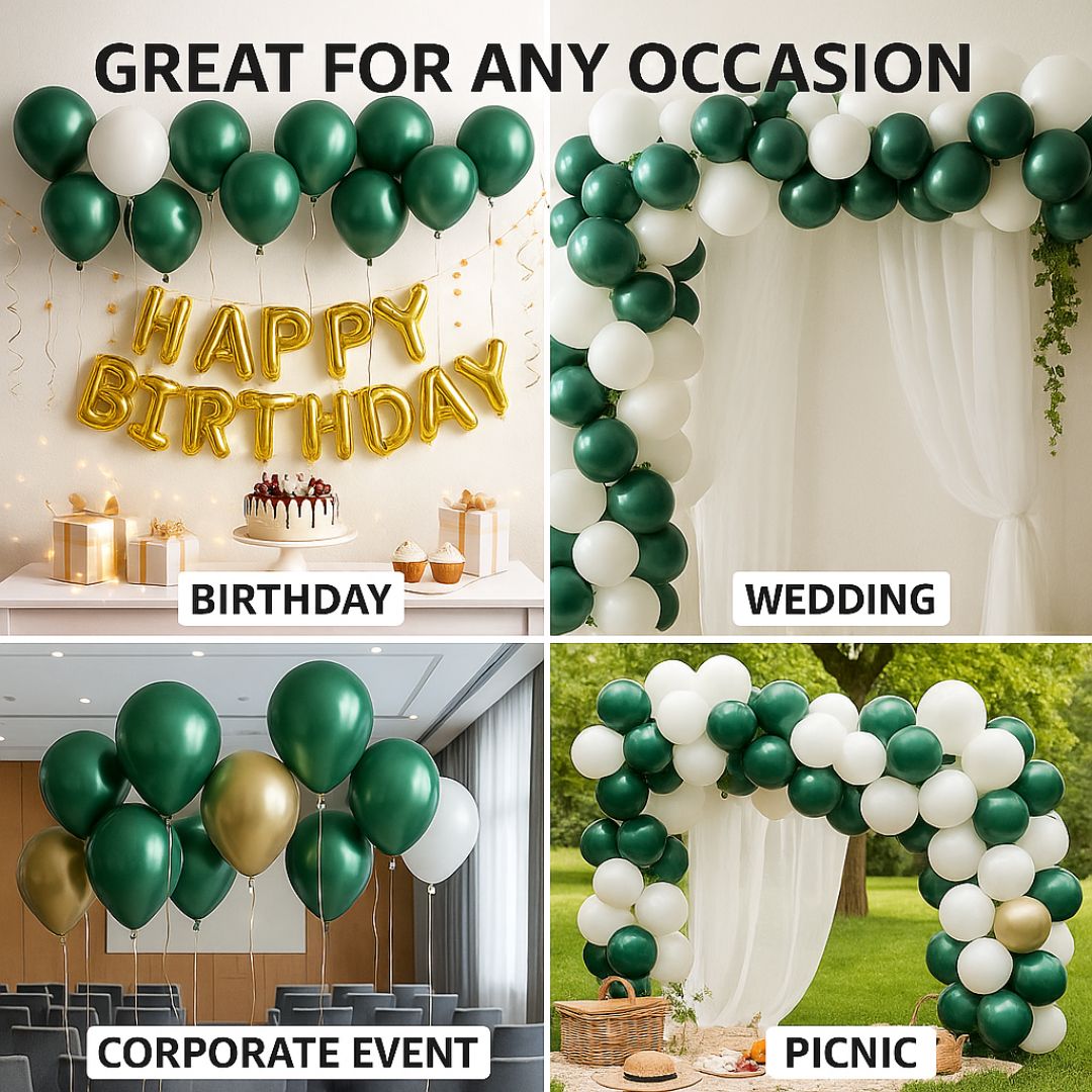 Chrome Green Rubber / Latex Balloon - Helium Quality - 12 inches - 10PC