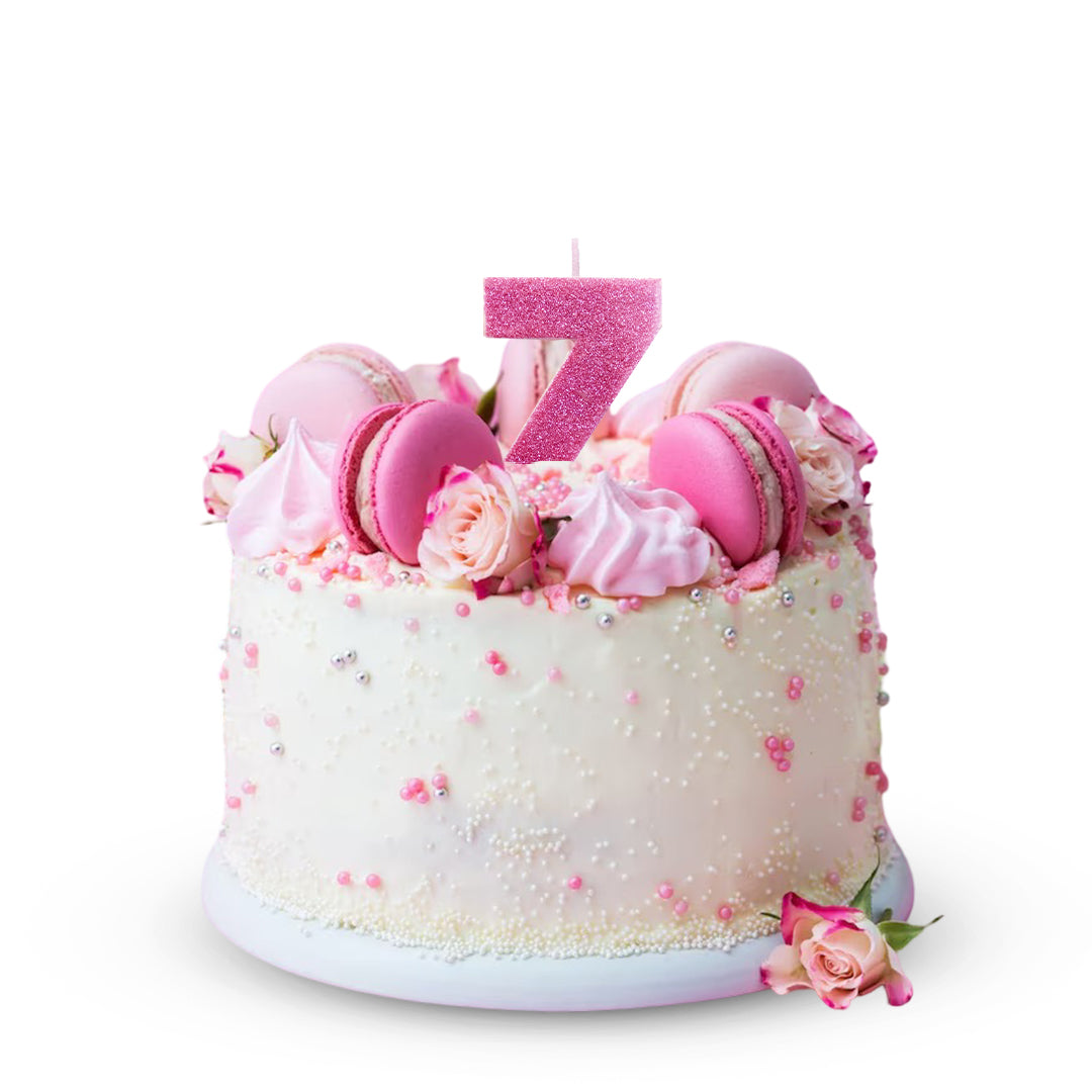 Glitter Number 7 Pink Birthday Candle - 1PC
