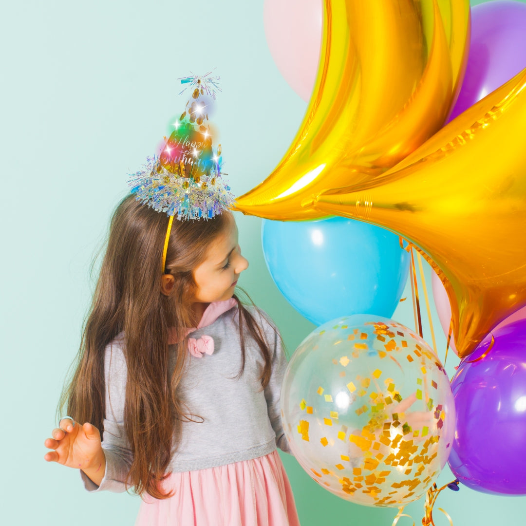 Light Up LED Birthday Cap with White & Gold Polka Dot - 1PC