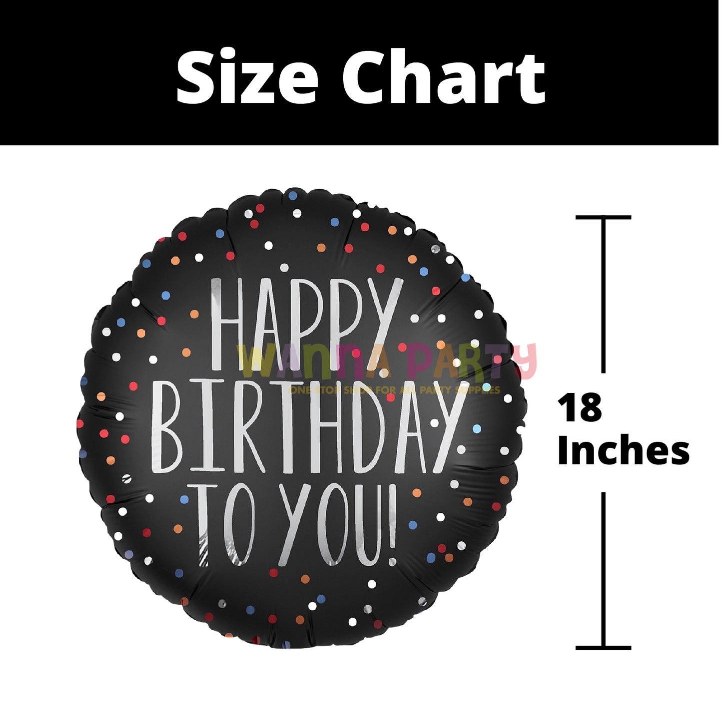Happy Birthday To You Satin Dots Balloon, 18 Inch – 1 Pc