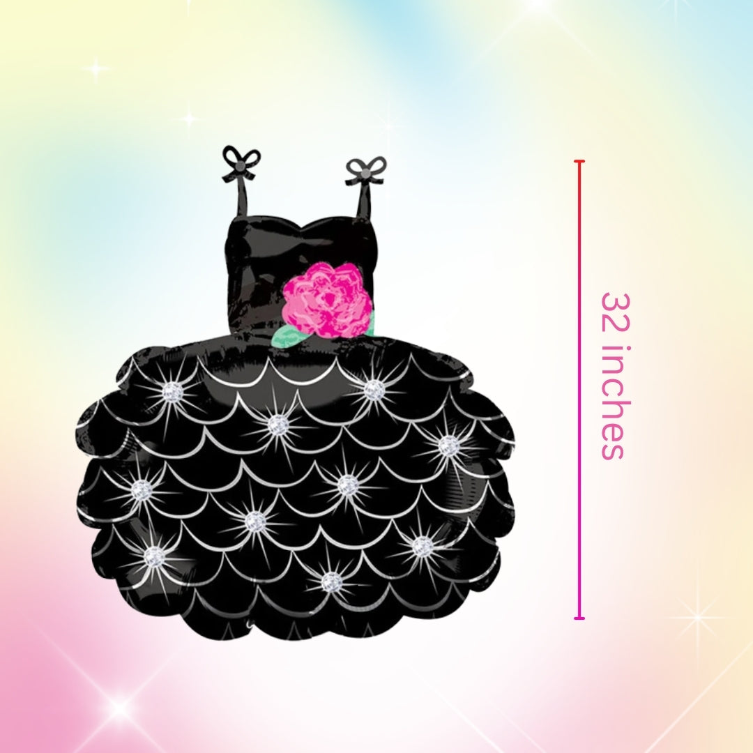 Little Black Dress Shaped Black & Pink Foil Balloon - Helium Quality - 32 inches - 1PC