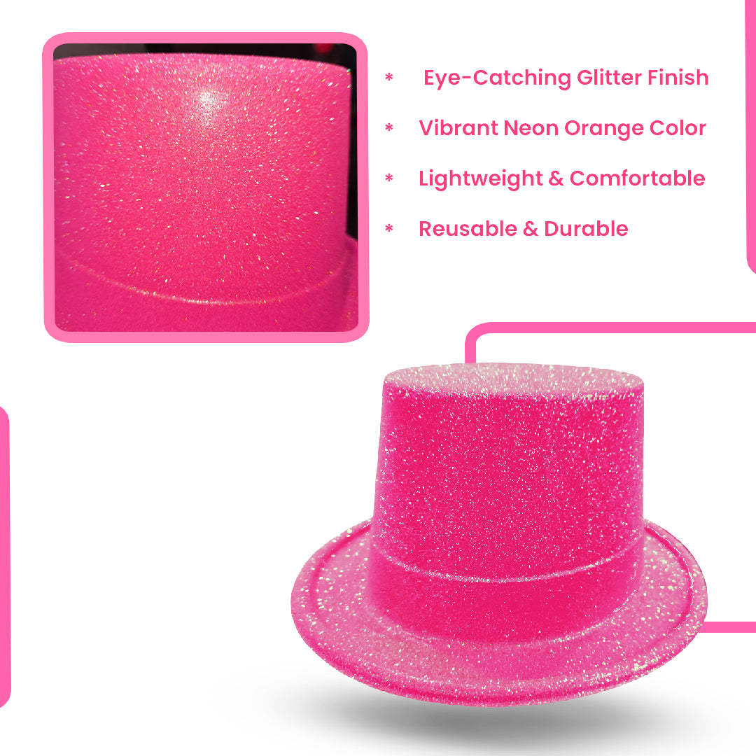 Neon Pink Glitter Hat for Adults - 1PC