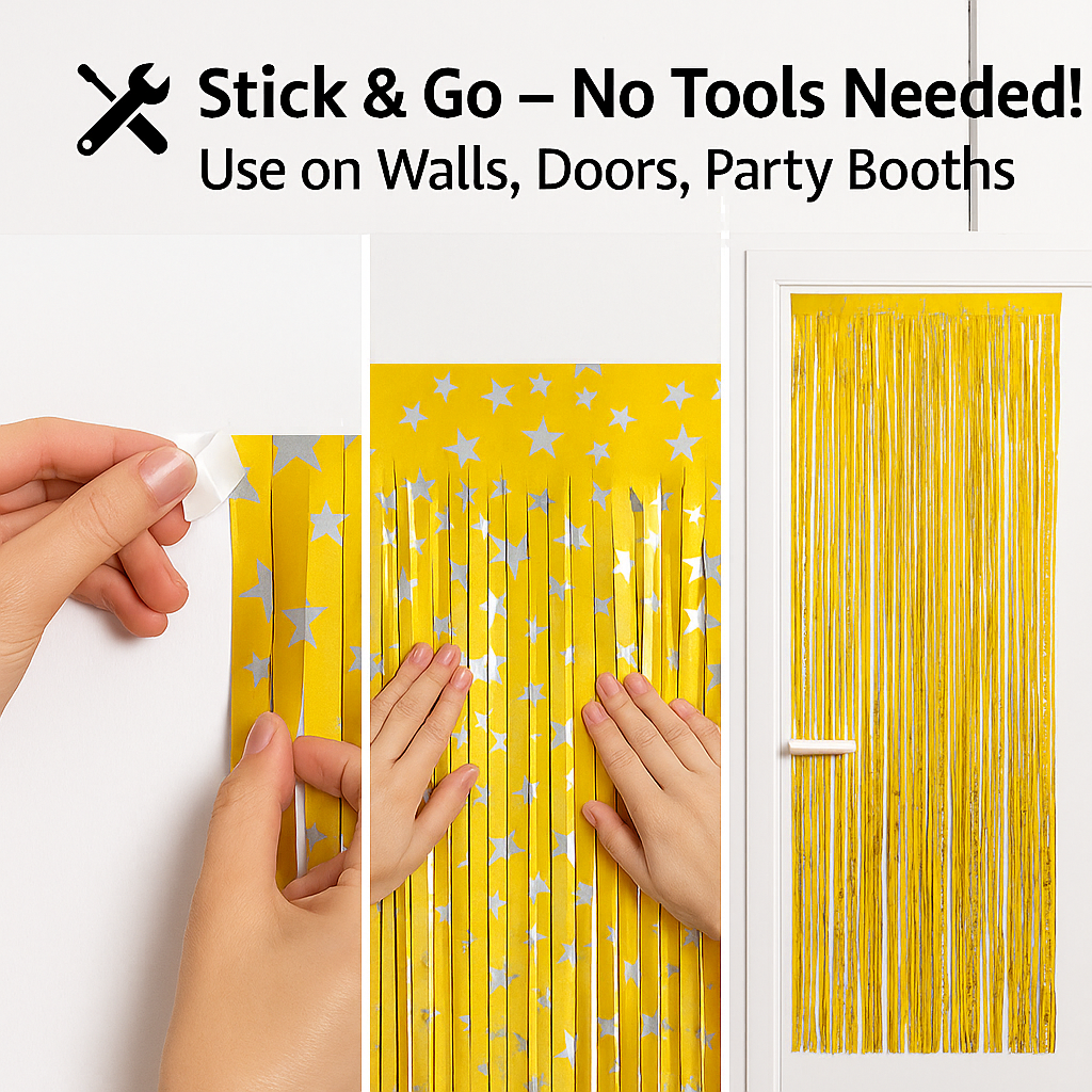 Wanna Party 2 Pack NewGold Silver Fringe Curtain Backdrop, 3 Ft x 6 Ft Shiny Silver Star Printed Metallic Tinsel Foil Fringe Streamers Background for Photo Booth Birthday Wedding Baby Shower Party Thanksgiving Christmas Decorations