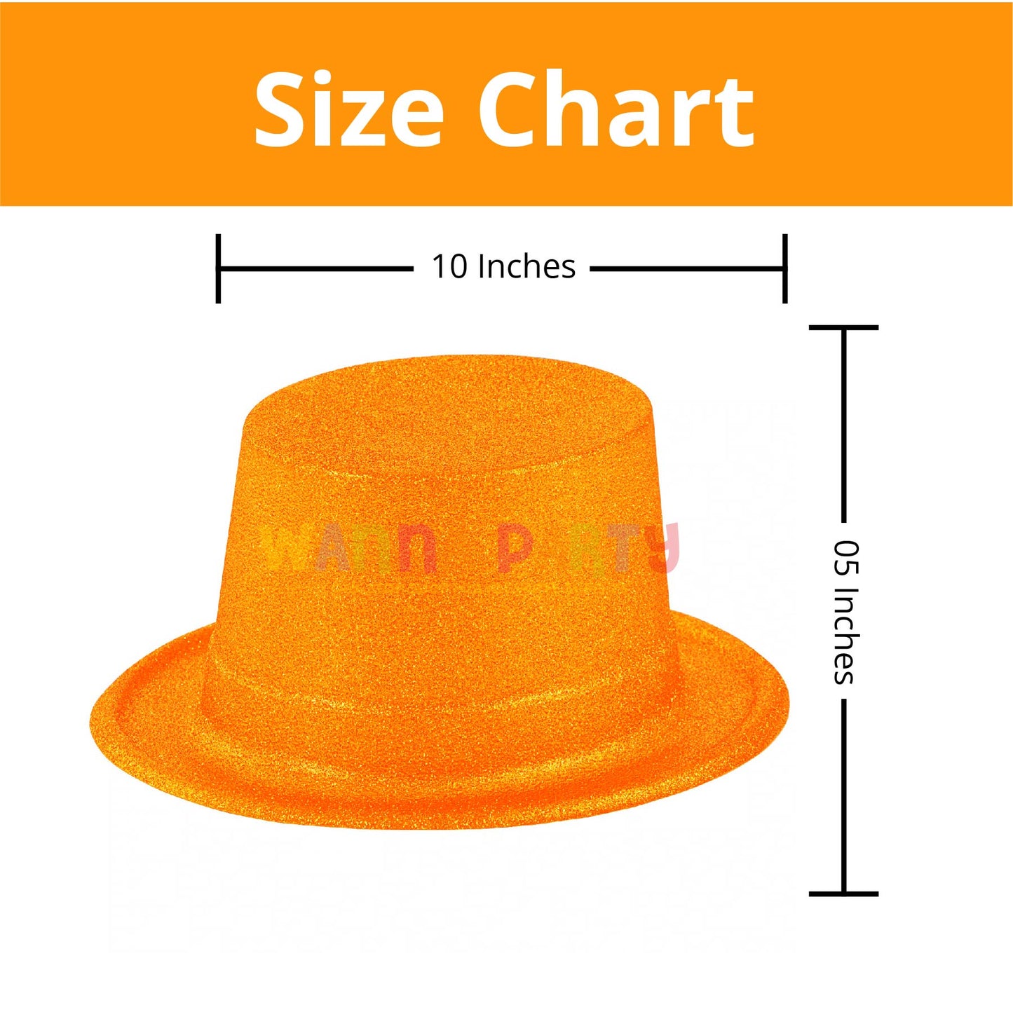 Neon Orange Glitter Hat for Adults - 1PC