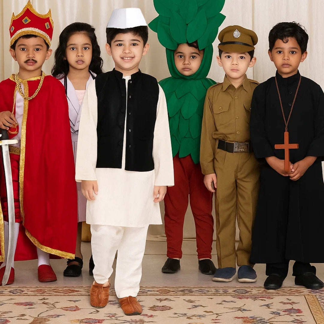 Pandit Jawaharlal Nehru (Chacha Nehru) Costume for Kids – Size: Small (Ages 3 to 5)