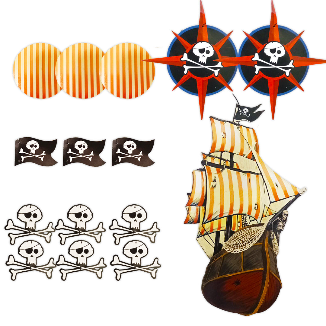Pirate Themed Dangling Cutout Hanging Decoration - 3PC