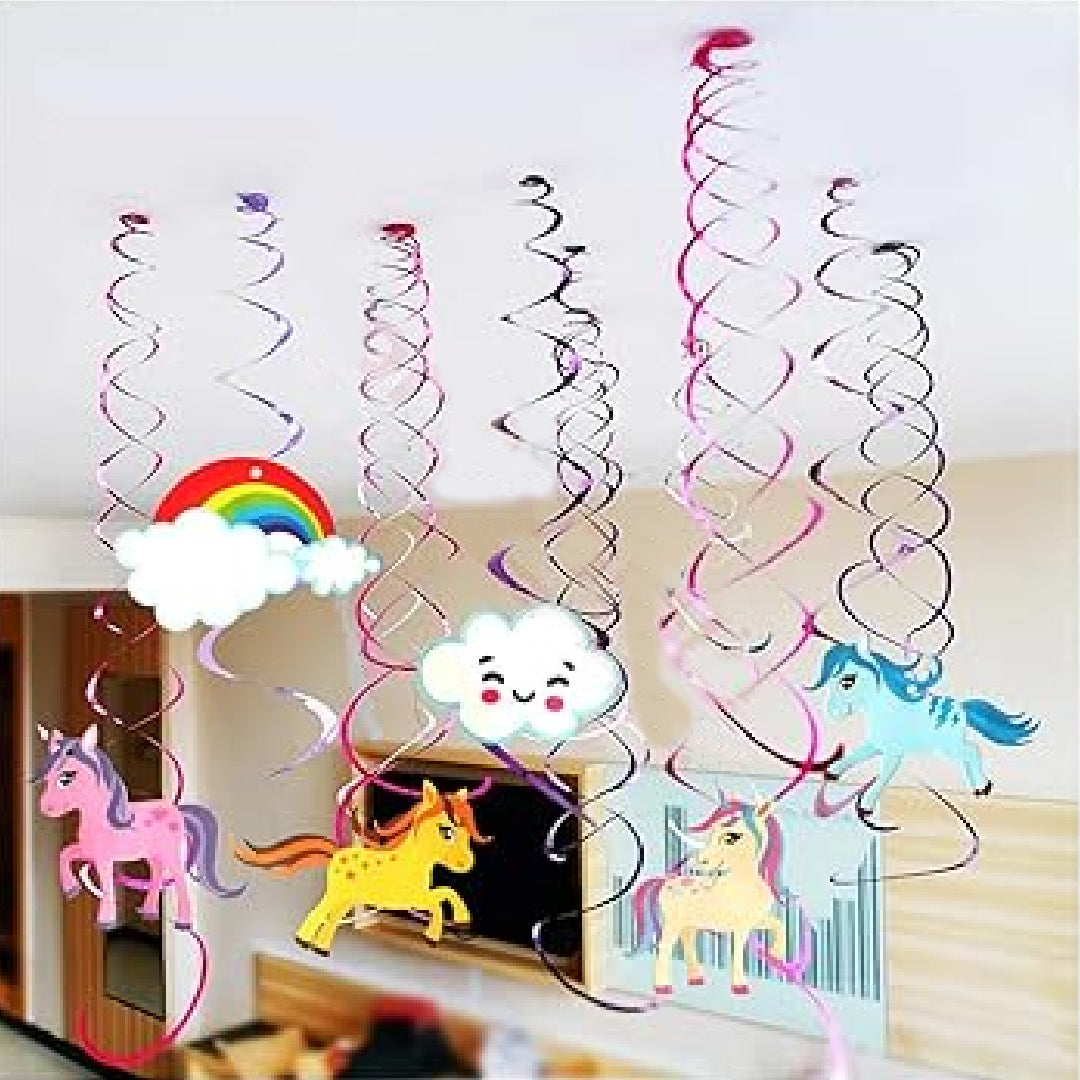 Unicorn Theme Swirl Decoration - 12PC