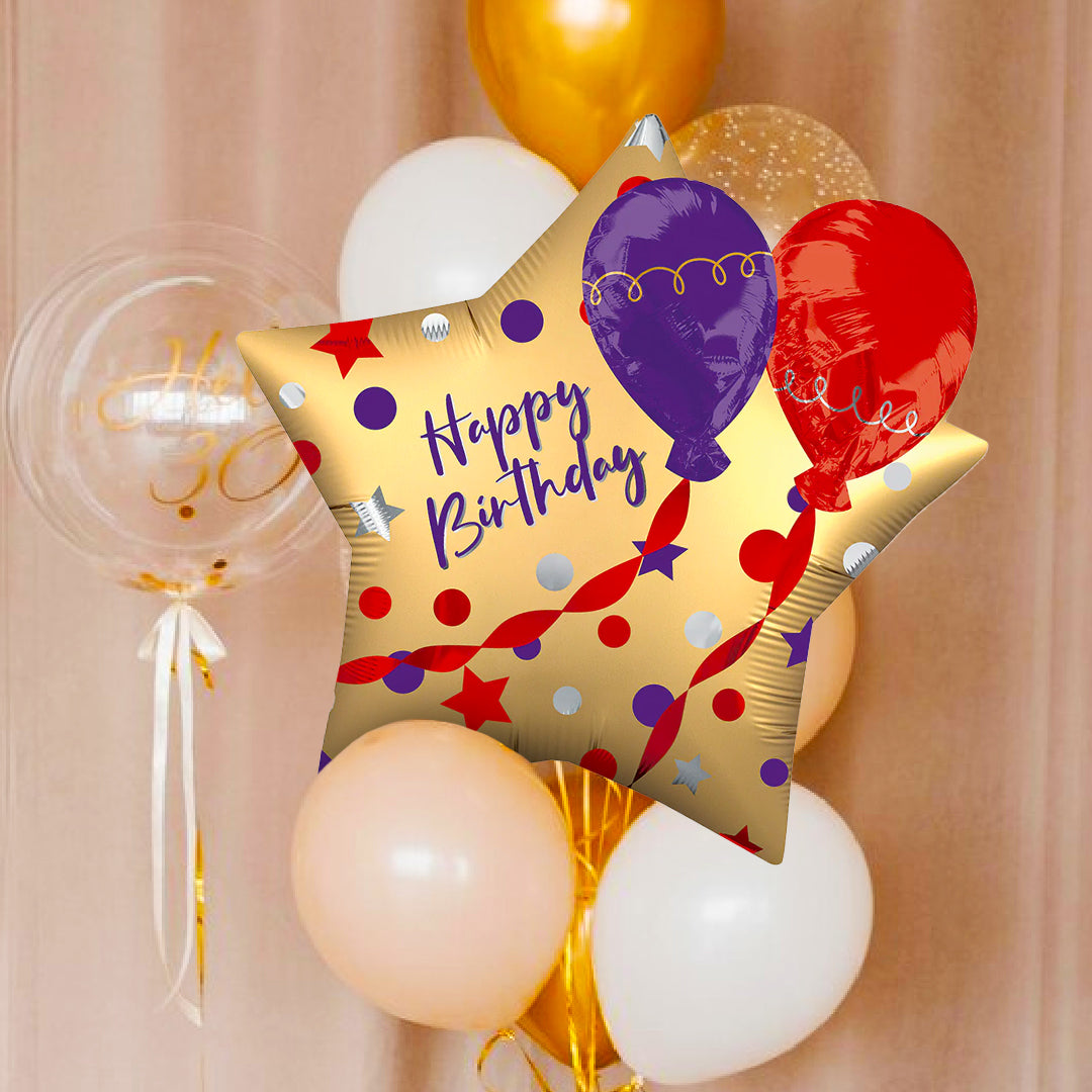 Happy Birthday Golden Foil Balloon Set - Helium Quality - 28 inches - 1PC