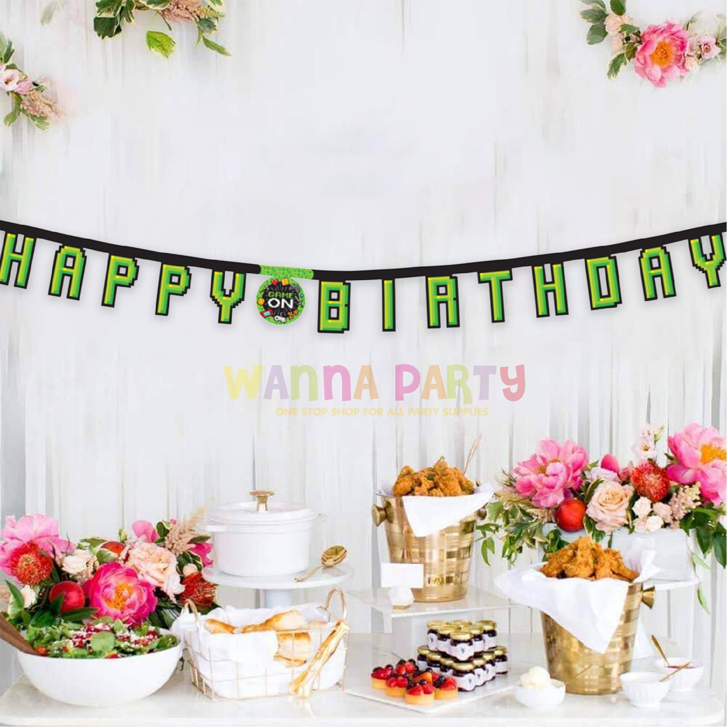 Video Game Theme Party Banner - Over 7 FT