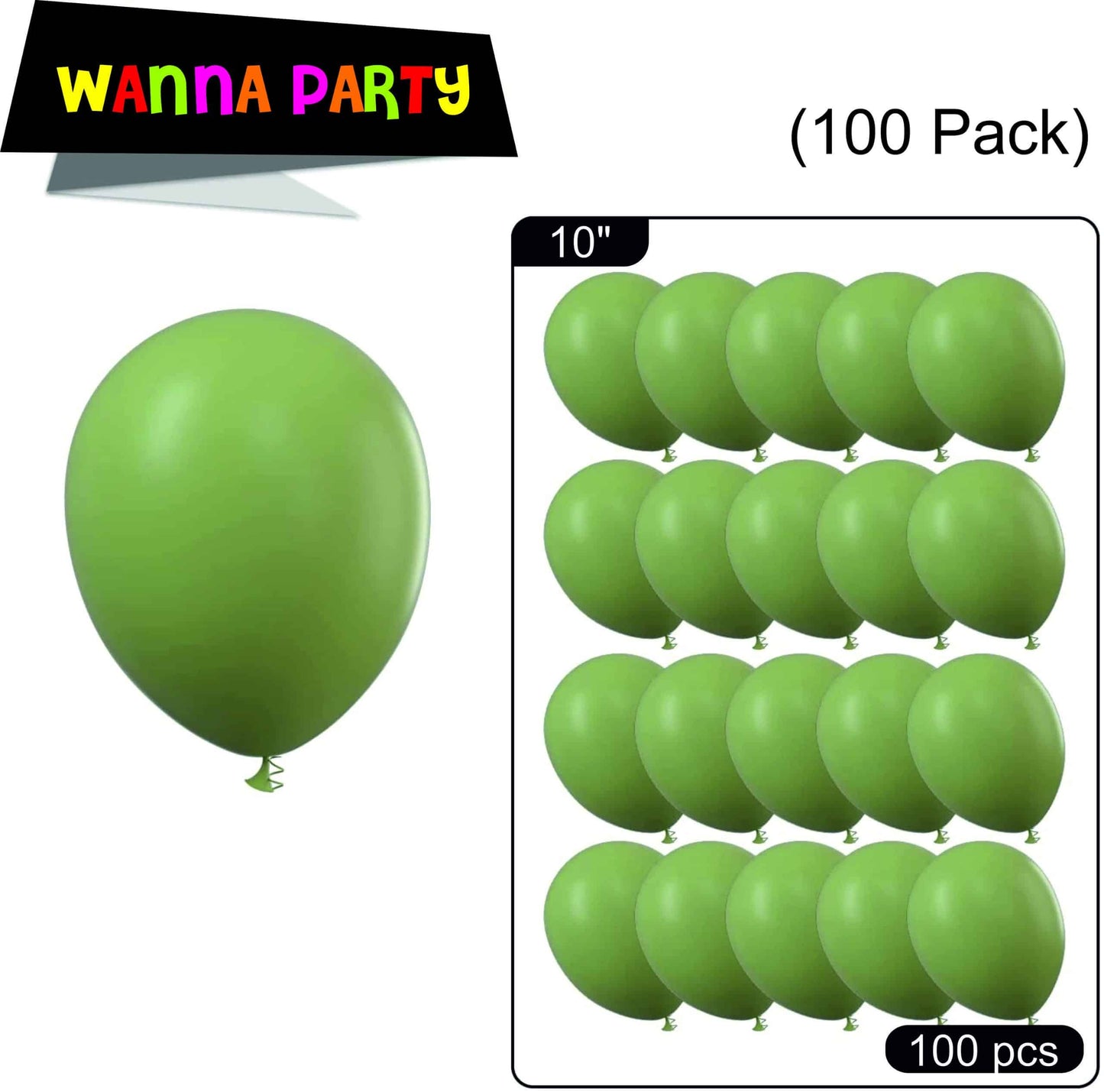 Olive Green Color Balloons 10" - 50 PC