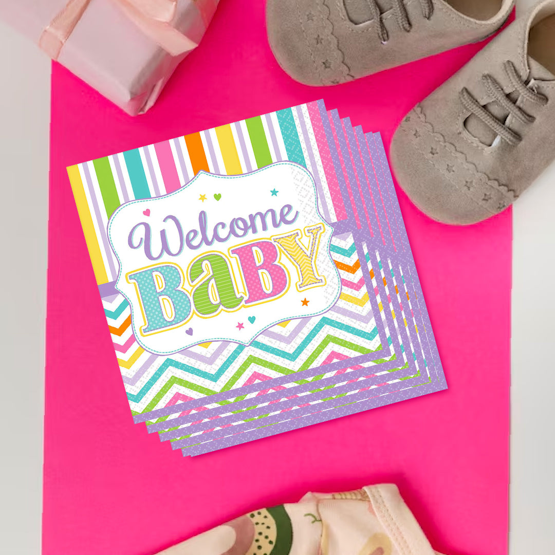 Welcome Baby Shower Dessert Napkins - 18PC