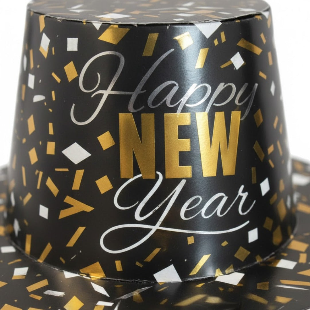 Happy New Year Confetti Print Hat Set of 2