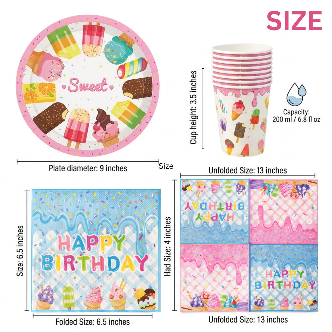 Sweet Candy Theme Tableware Set - Pack of 40