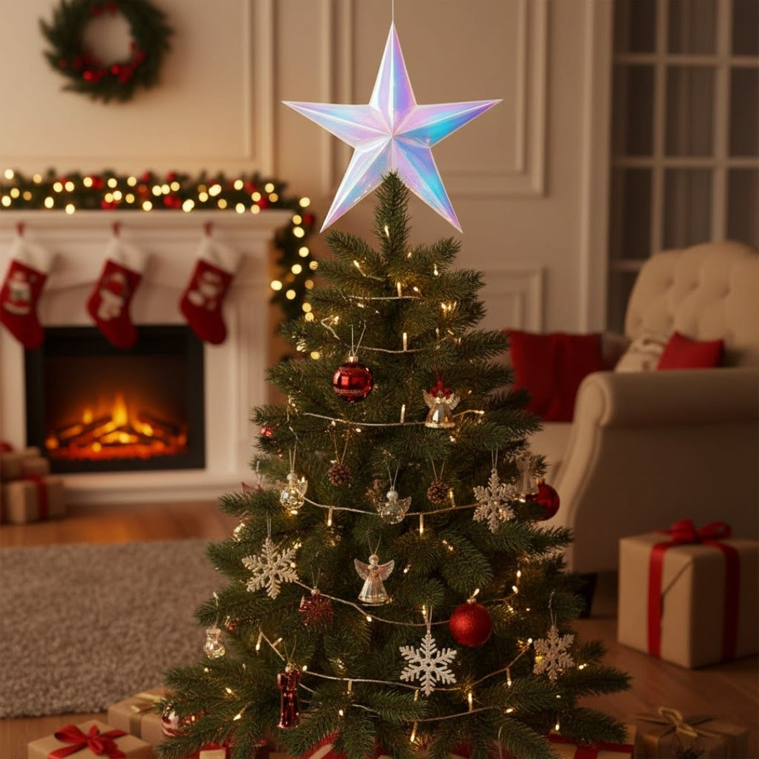 Iridiscent White Star Hanging Decoration 24"