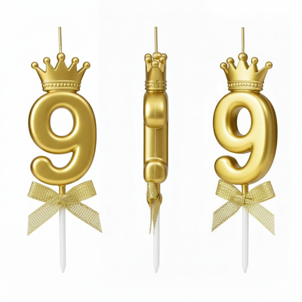 Golden Crown Numerical Candle No. 9
