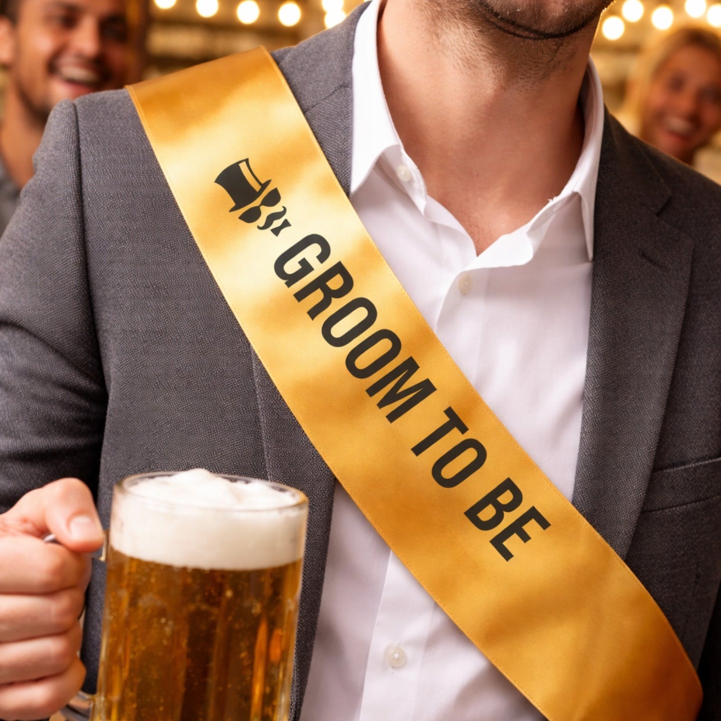 Groom To Be Sash Black & Gold