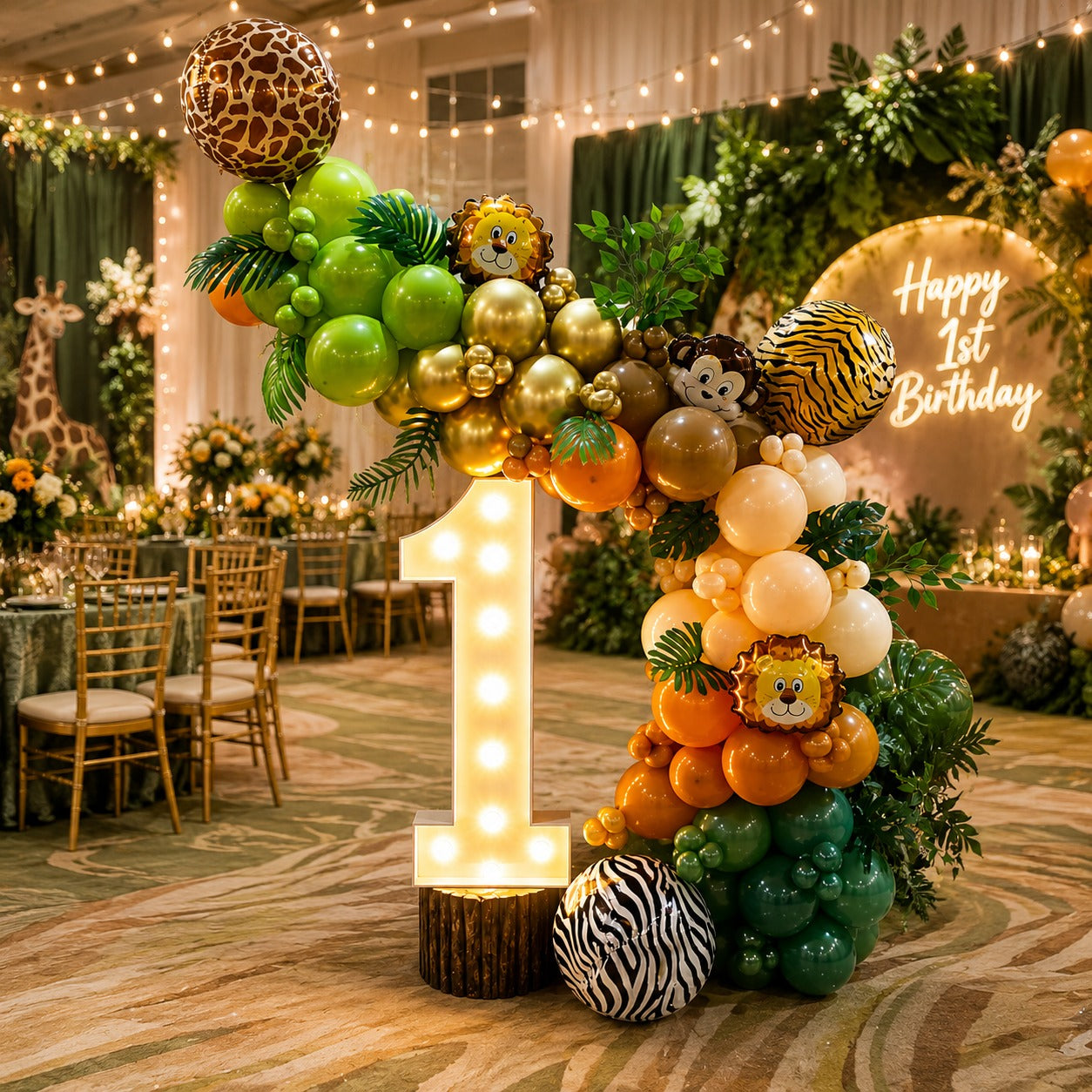 1st Birthday Jungle Theme Set Up