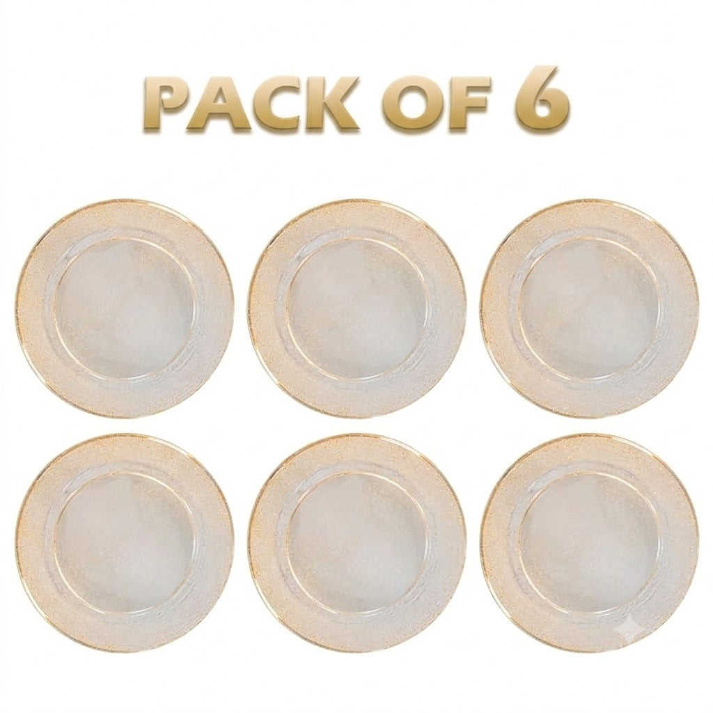 Gold Shimmer Plastic Durable Party Plates - 10 inches - 6PC