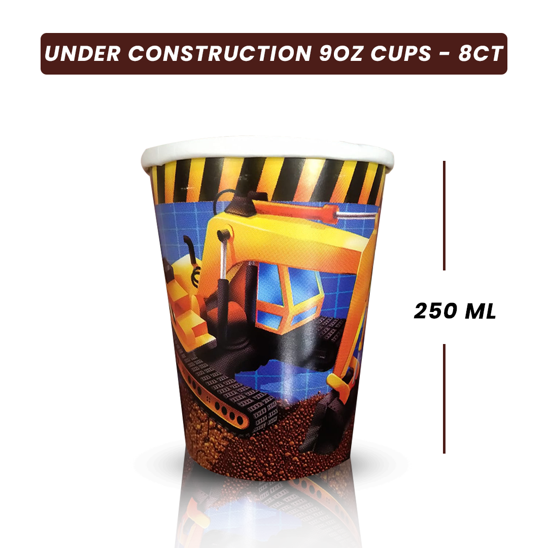 Underconstruction Theme Party Paper Cups - 350ML - 8PC