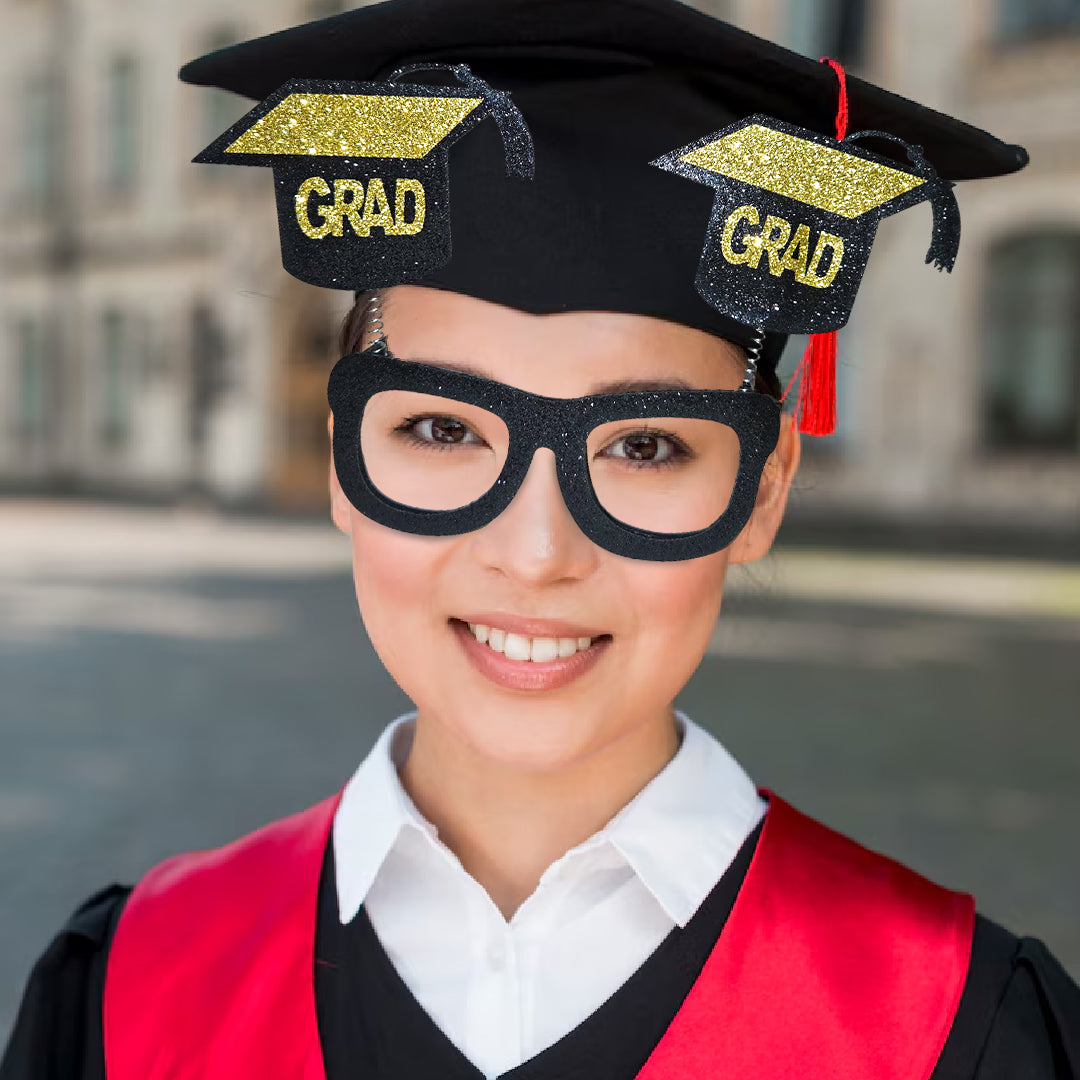 Graduation Black & Gold Sunglass with Shimmer - 1PC