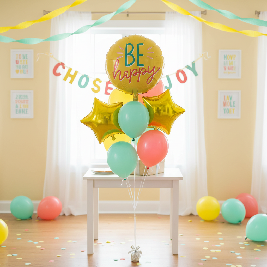 Be Happy Balloon - Balloon Bouquet Room Decoration
