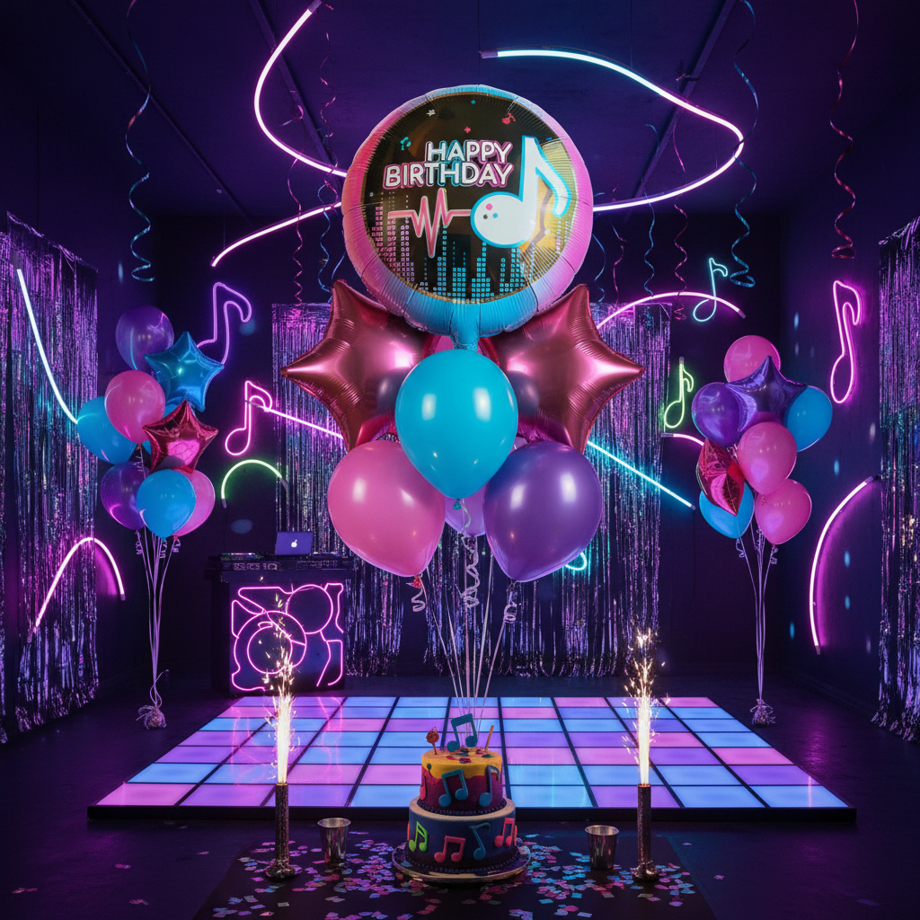 Neon Happy Birthday Balloon - Balloon Bouquet Room Decoration