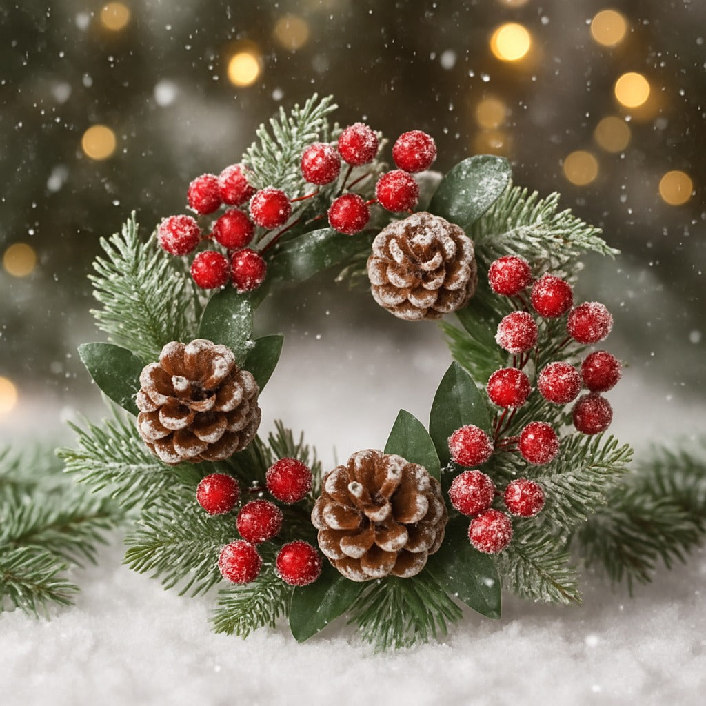 Small Wreath with Pine Cones and Cherries - 1PC