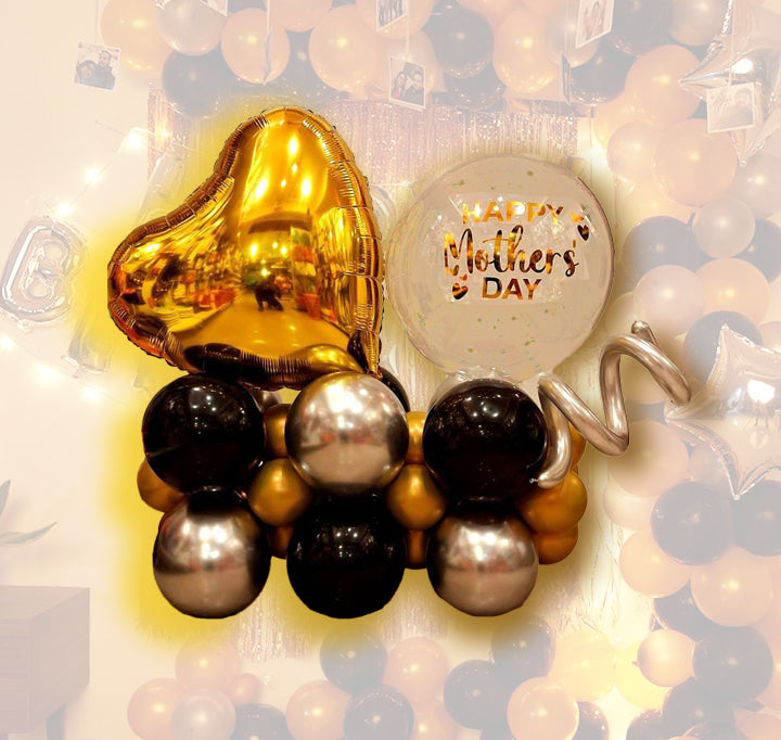 Happy Mother's Day Balloon with Heart Shaped Balloon Bouquet - Air Filled