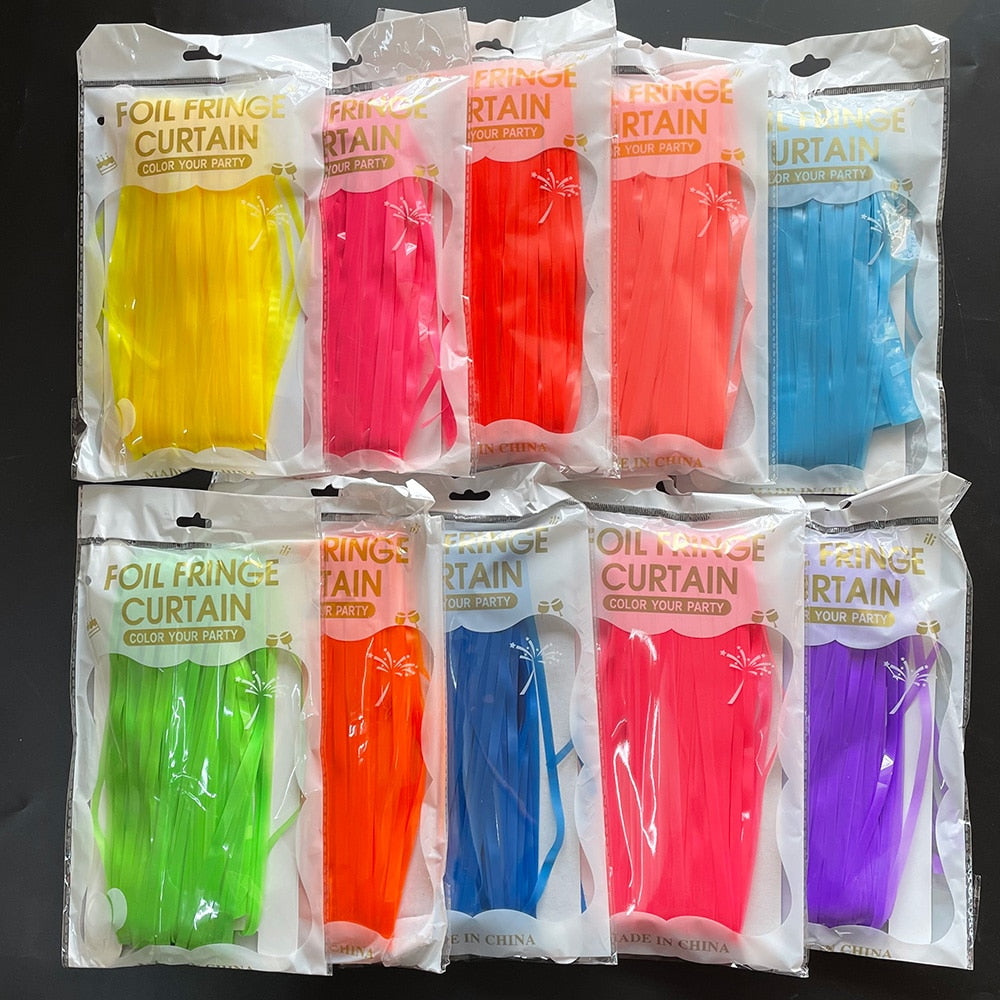 Neon Yellow Foil Curtain for Wall Decor - 7FT X 3FT - 1PC