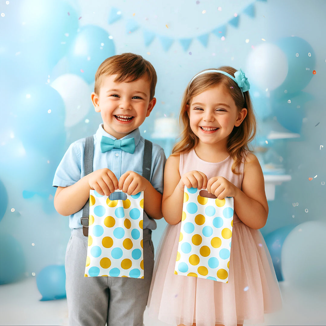 Blue Large Polka Dot Loot Bags Combo - 20PC