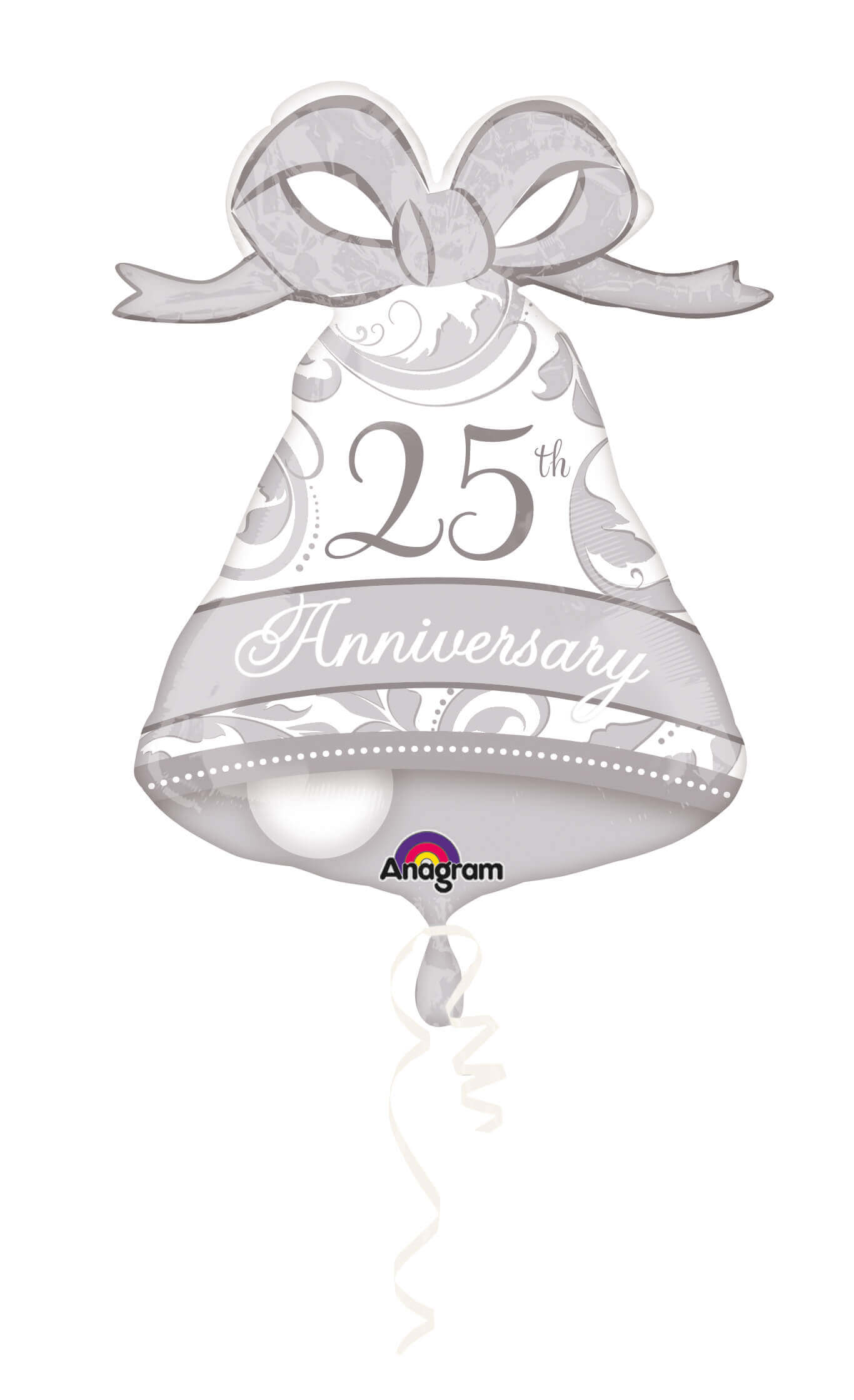 Silver Elegant 25th Anniversary Bell Balloons 27" P30